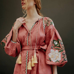 Women's  linen embroidered dress  EMBROIDERED GEM