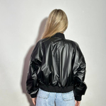 Black bomber jacket made of eco-leather
