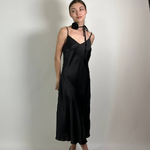 Dress in linen style black ARTMON