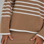 Long striped sweater in mixed yarn with natural fibers