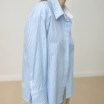 Classic blue shirt with white stripes cotton STIMMA