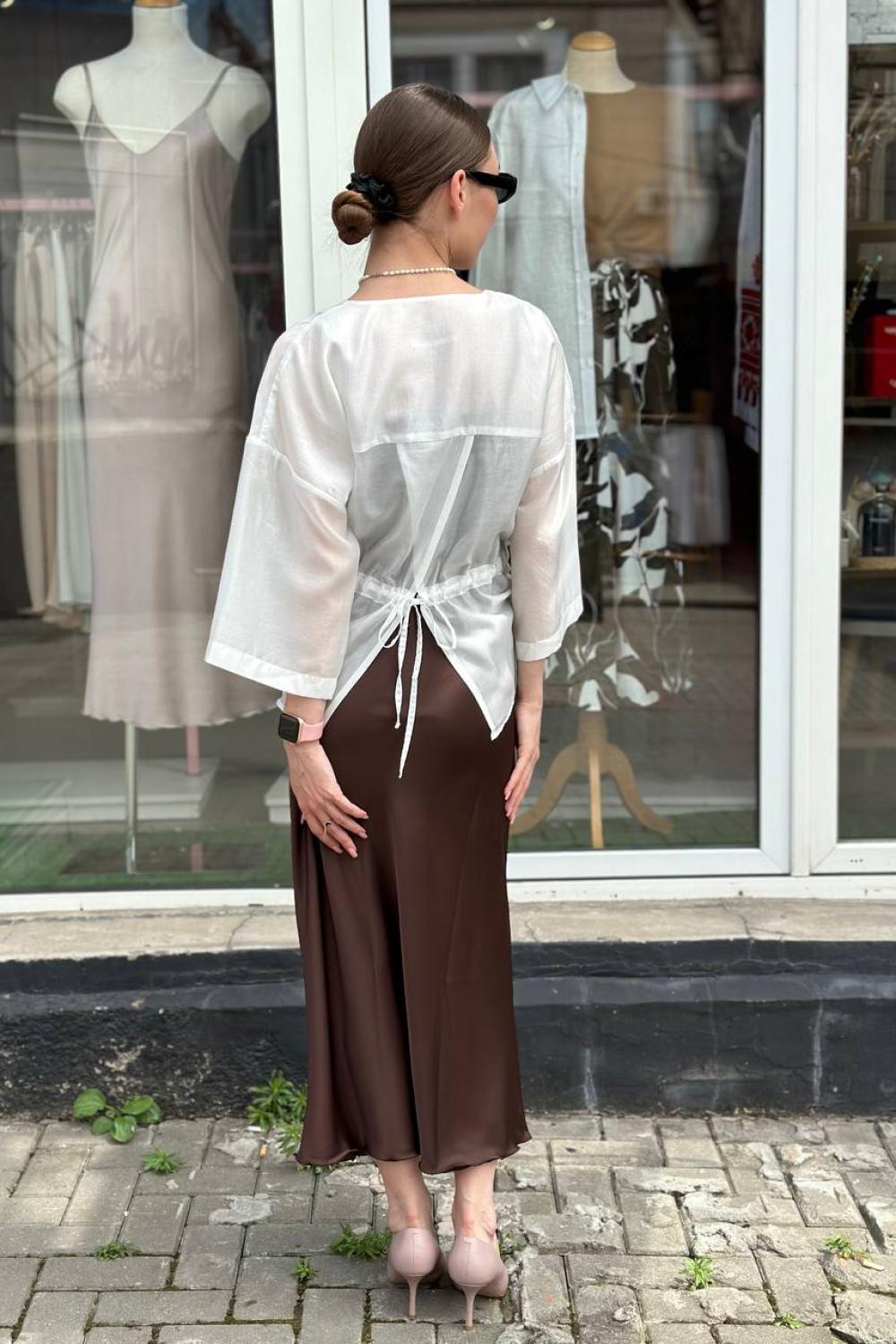 Chocolate dress-combination made of silk.