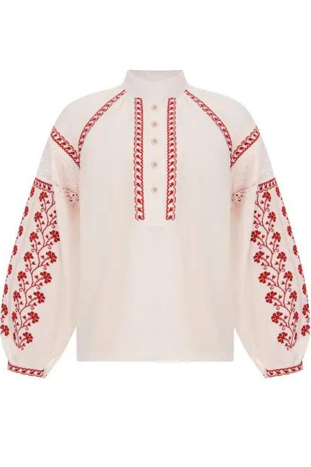 Women's embroidered shirt, white with red embroidery Lesya Ukrainka