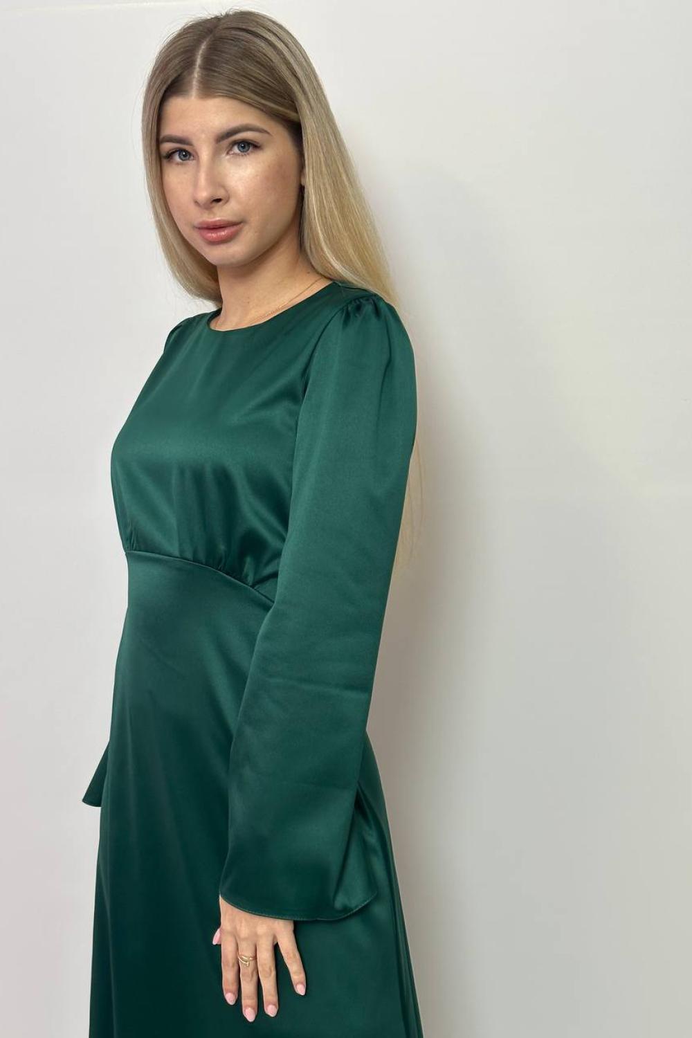 Сукня шовкова зелена міді