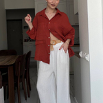 Ecru  linen palazzo pants ecru_pants