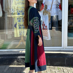 Embroidered blue-green dress Gelena EMBROIDERED GEM