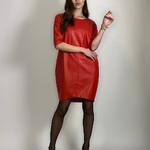 Red dress made of eco-leather L-37 Zaps
