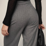 Women's palazzo pants grey with added wool