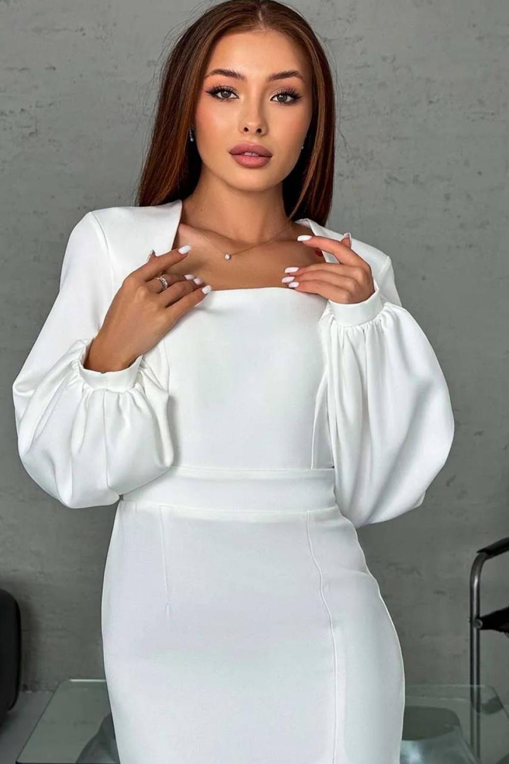 Milk fitted midi dress