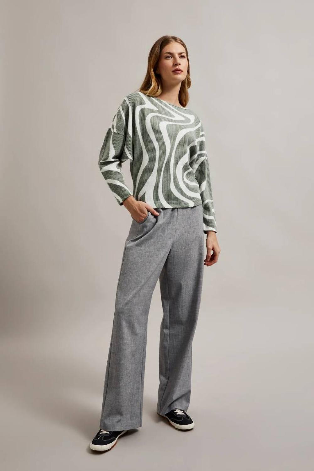 A women's jumper with a geometric pattern