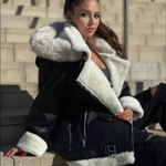 Sheepskin coat in black color