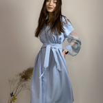 Сукня блакитна з ажурними рукавами Hardy 943