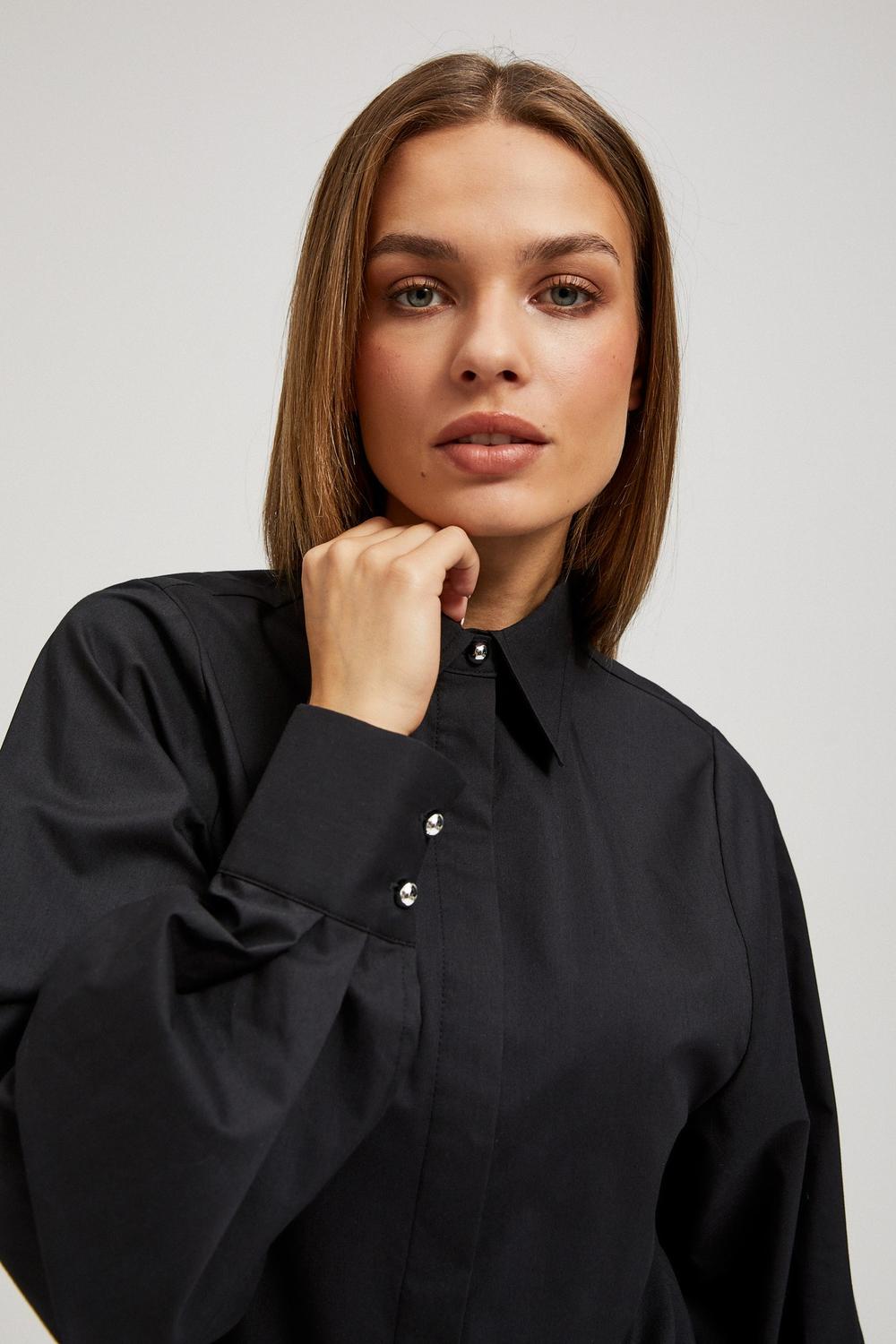 Women's basic black shirt with an elastic band on the back Z-KO-4221 MOODO