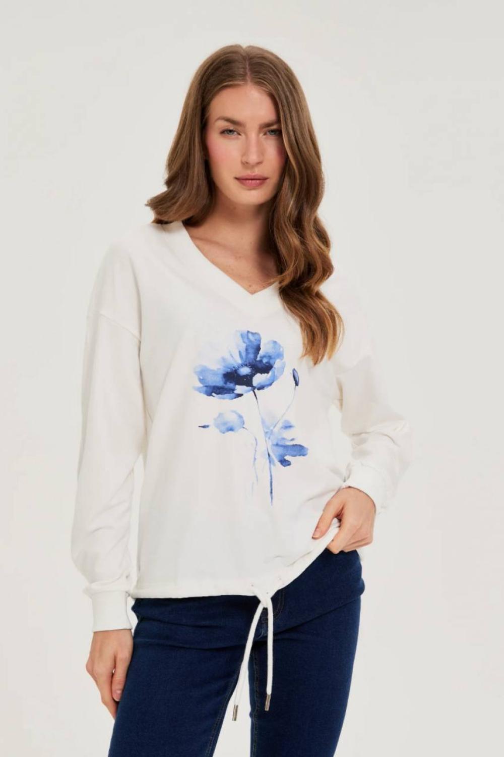 White sweatshirt with print