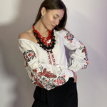 Women's embroidered shirt Firebird with black and red embroidery
