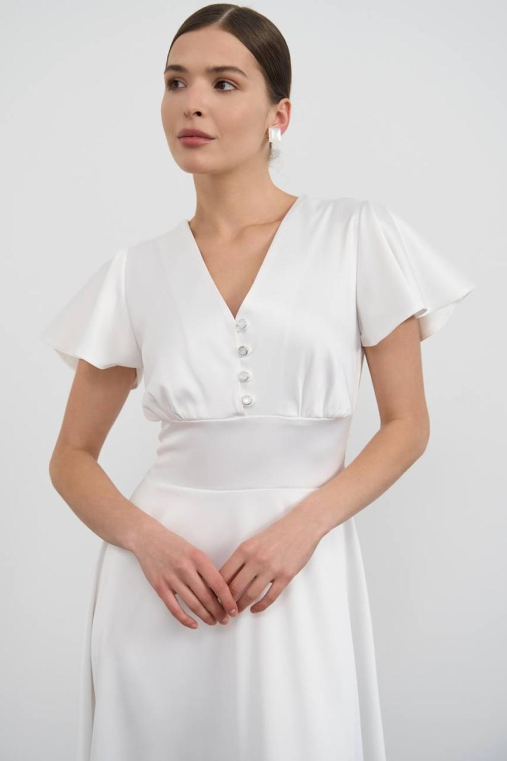 White satin midi dress