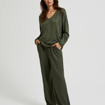 A olive sweater