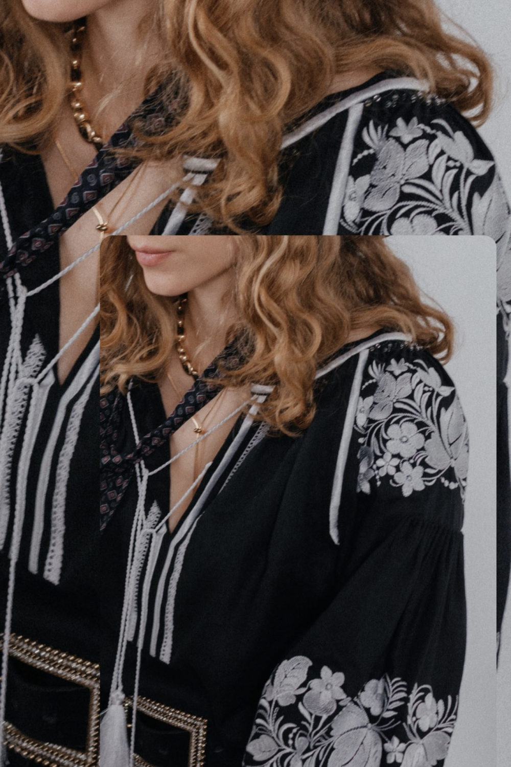 Women's embroidered jacket, black with white embroidery Petrykivska EMBROIDERED GEM