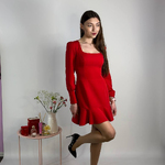 Red romantic mini dress
