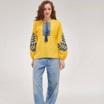 Yellow-blue embroidered Fern MEREZHKA