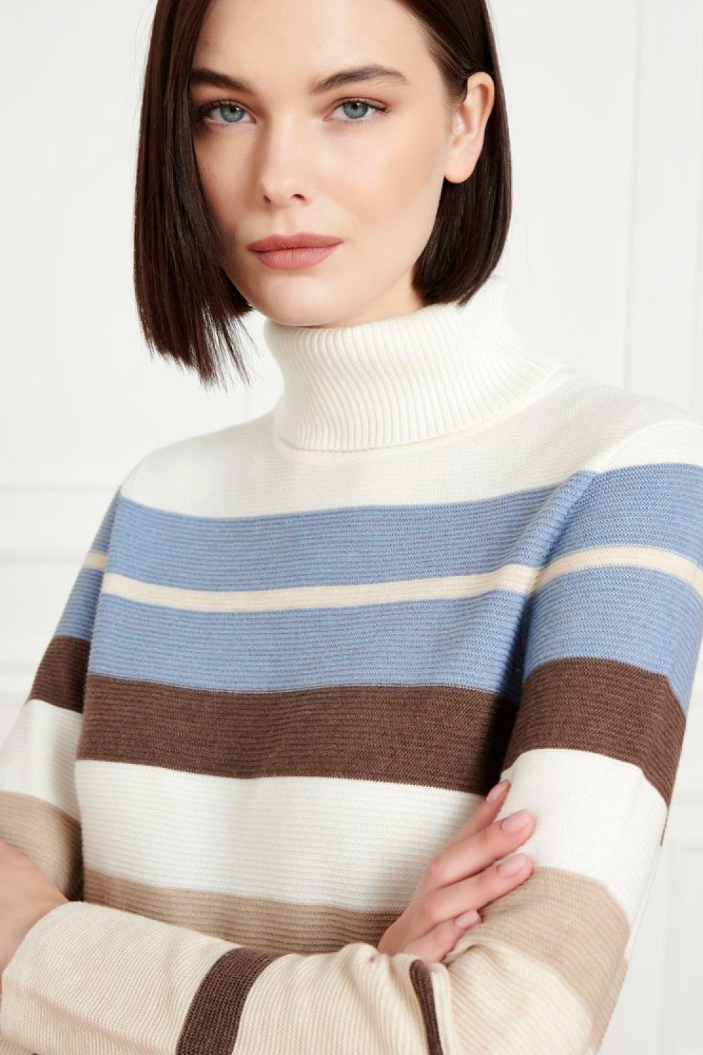Women's long striped golf sweater Marina V. France