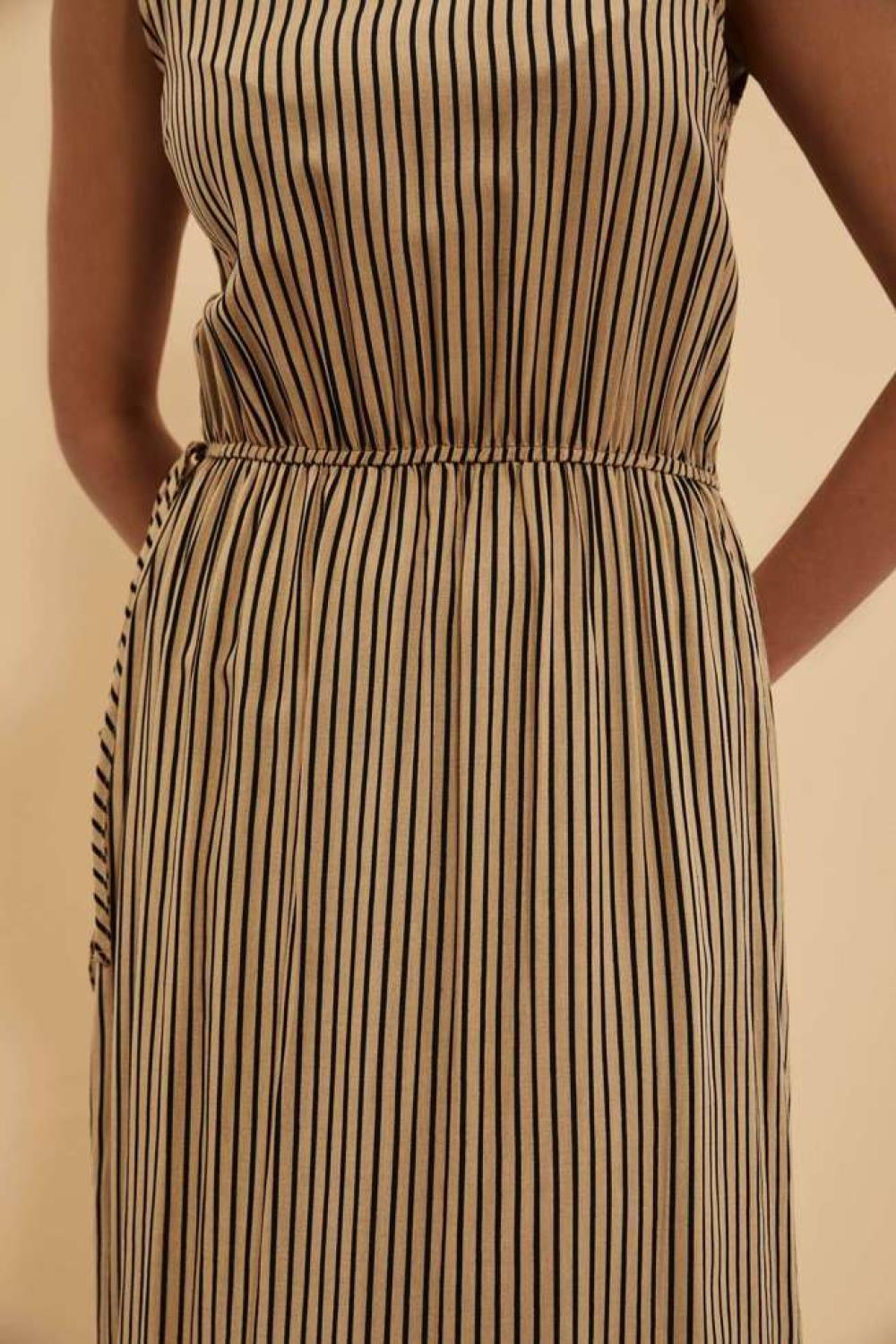 Striped beige dress Moodo L-SU-4057