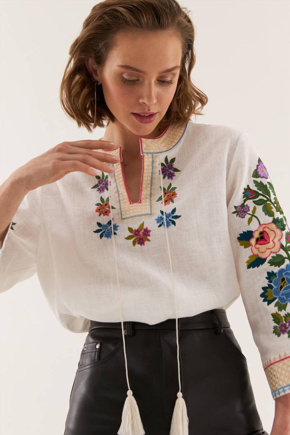 Women's embroidered linen shirt