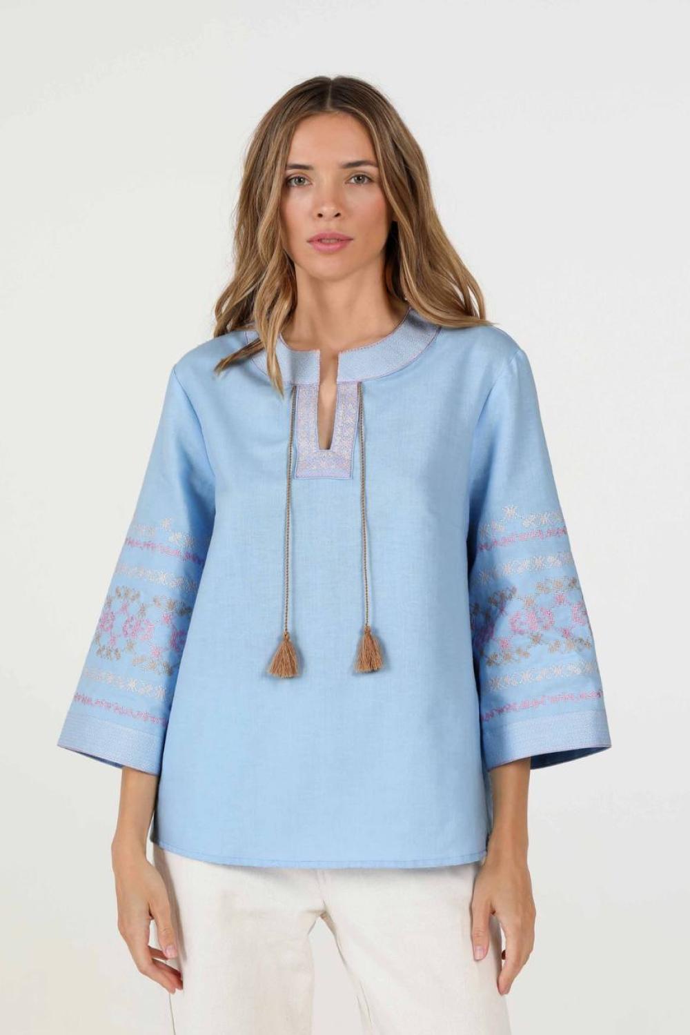 Women's embroidered linen shirt