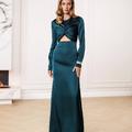 Long green dress with slit 496_smaragd
