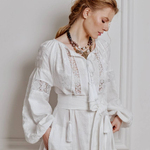 Women's white linen embroidered dress Natalka EMBROIDERED GEM