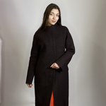 Пальто жіноче зимове вовняне коричневе Mirella moda