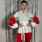 Women's embroidered shirt red poppies from Embroidered Jem