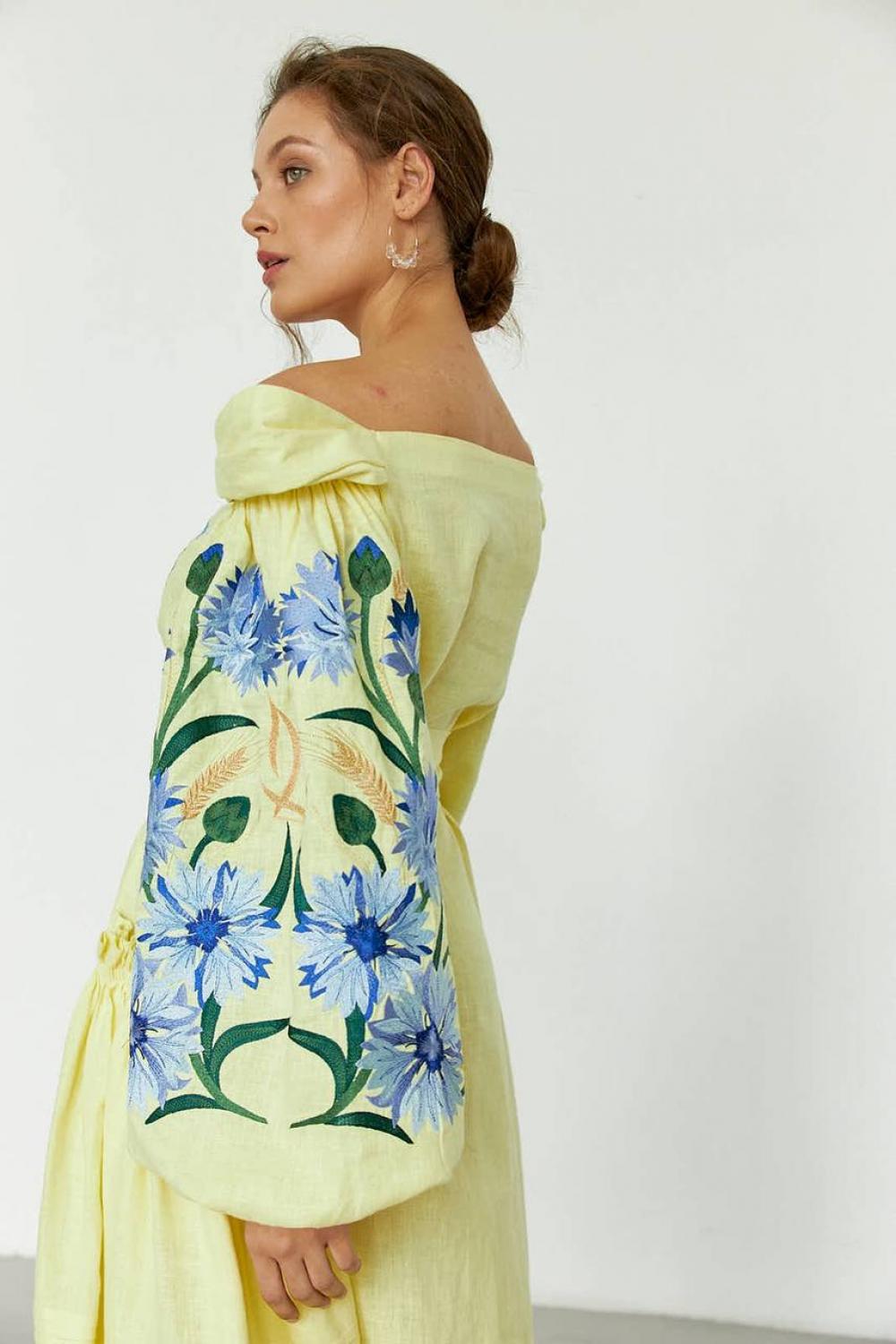 Custom embroidered yellow-blue FREE dress EMBROIDERED GEM