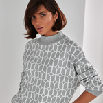 Women's gray jumper with white print 2542 BELLISE