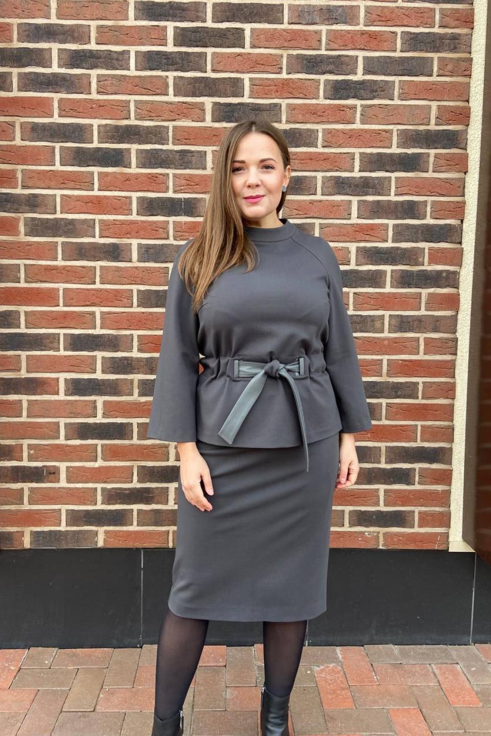 Women's graphite suit with skirt PS KV-3702 Petro Soroka
