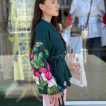 Вишиванка смарагдова дизайнерська на запах EMBROIDERED GEM