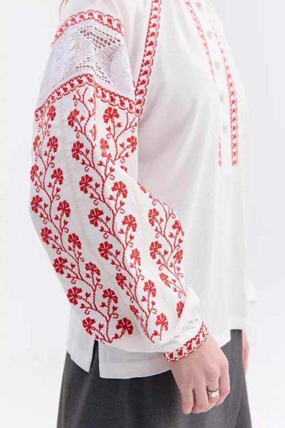 Women's embroidered shirt, white with red embroidery Lesya Ukrainka