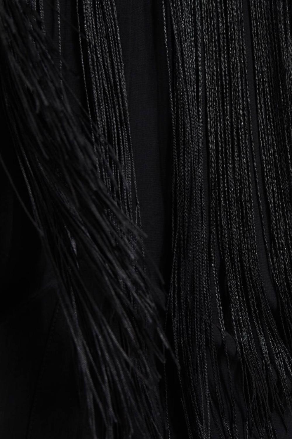 A black viscose shirt with a decorated collar