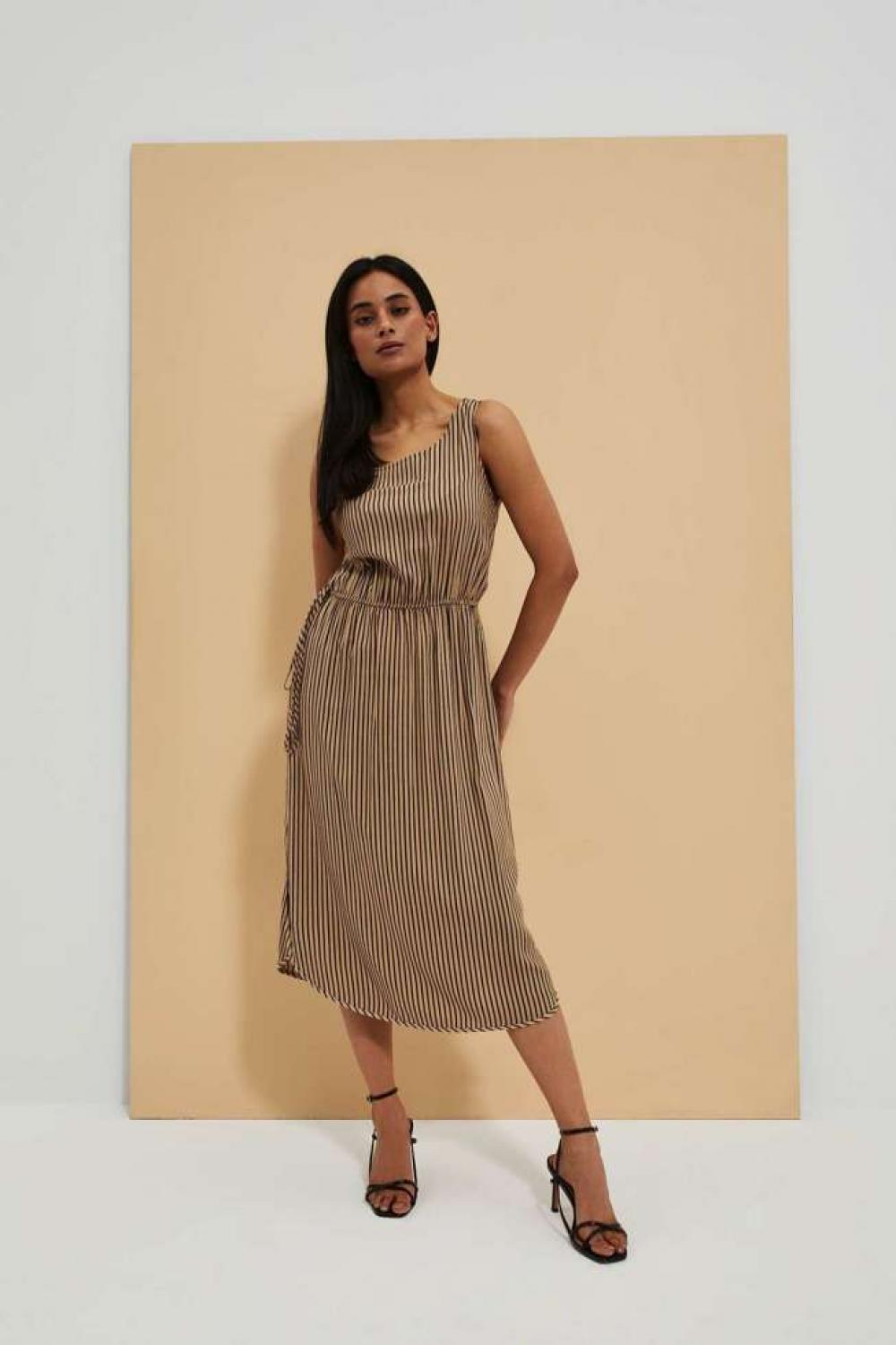 Striped beige dress Moodo L-SU-4057