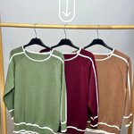 Burgundi knitted sweater with edging