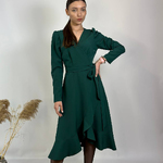 The dress is smelly green with ruffles 907