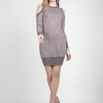 Knitted dress with fitted beige silhouette 1313 Bellise