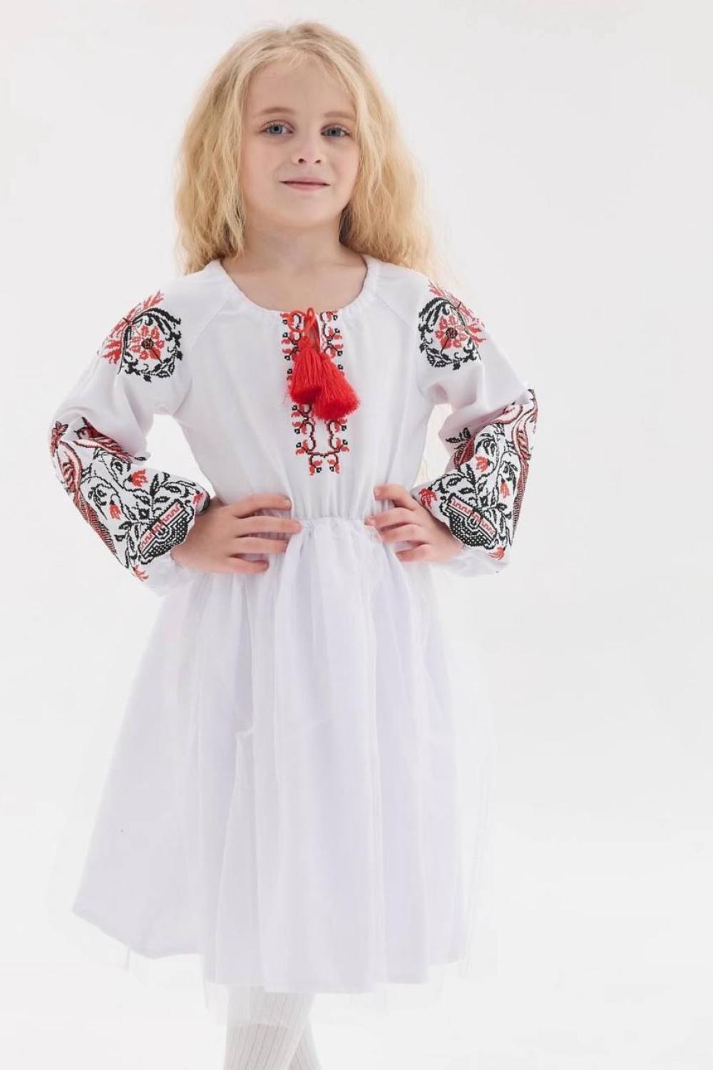Embroidered dress with spikes for girls