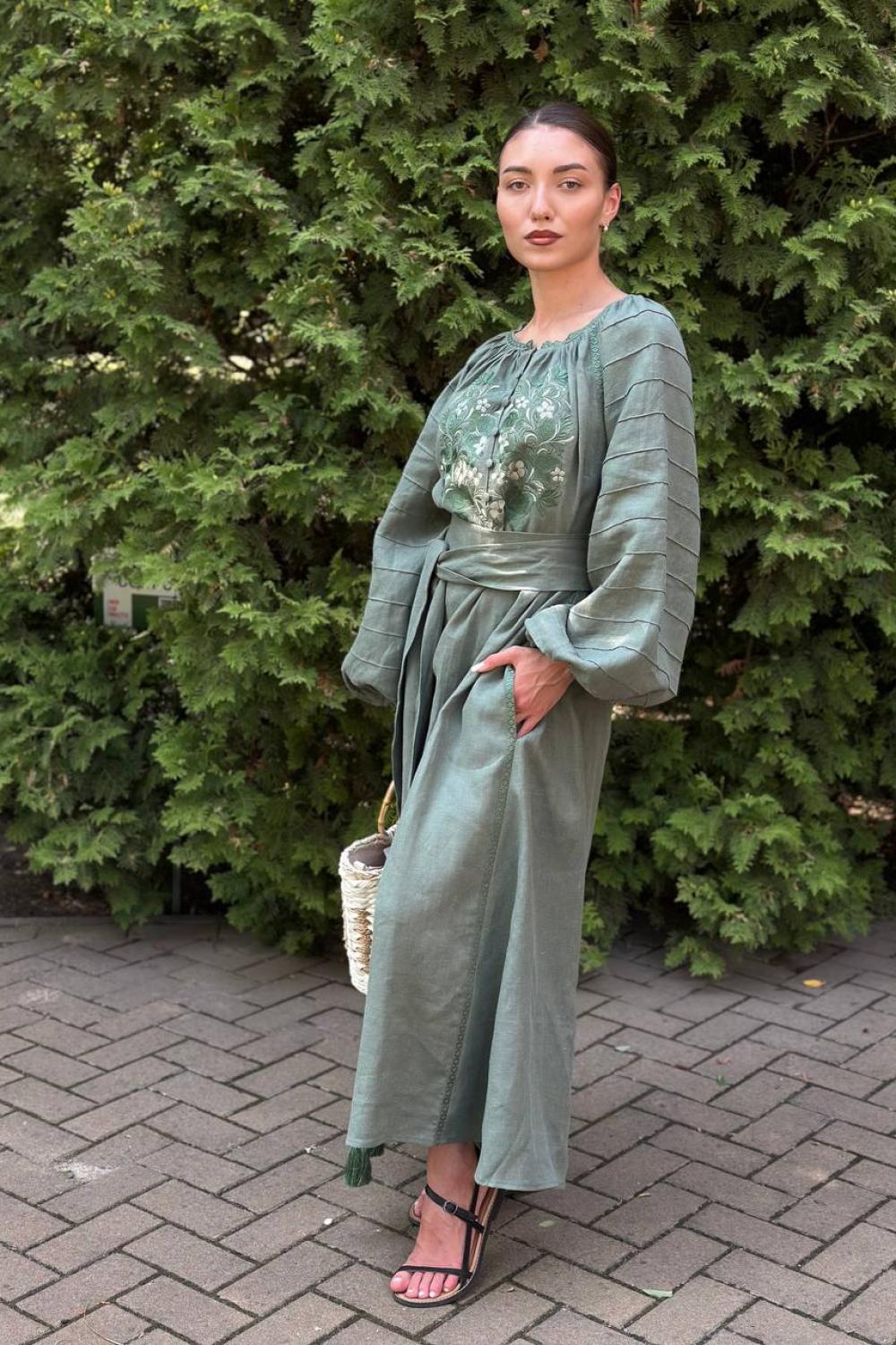 Сукня вишиванка оливкова