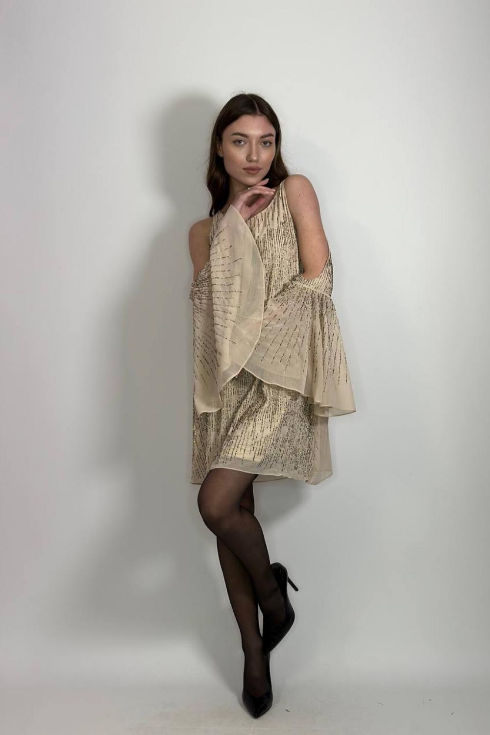 Short cocktail dress with stones Faust couture B-1074