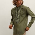 Vyshyvanka men's khaki Mountains Svarga
