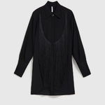A black viscose shirt with a decorated collar