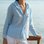 Women's light blue blouse with lace 6860