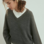 Loose dark gray wool jumper