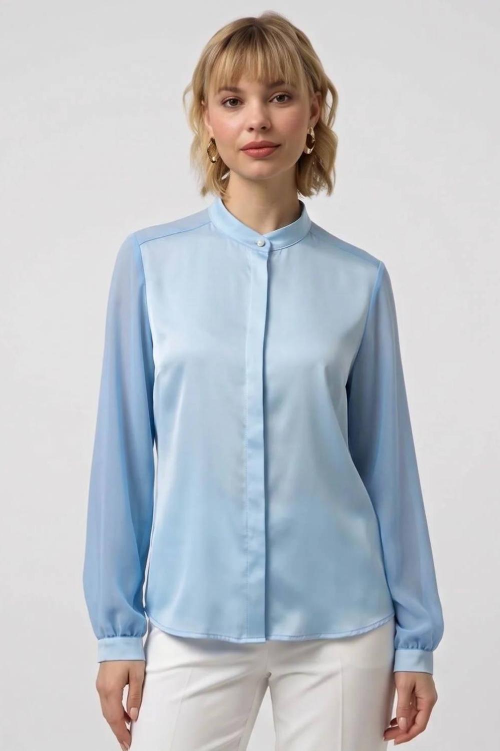 Light blue satin blouse